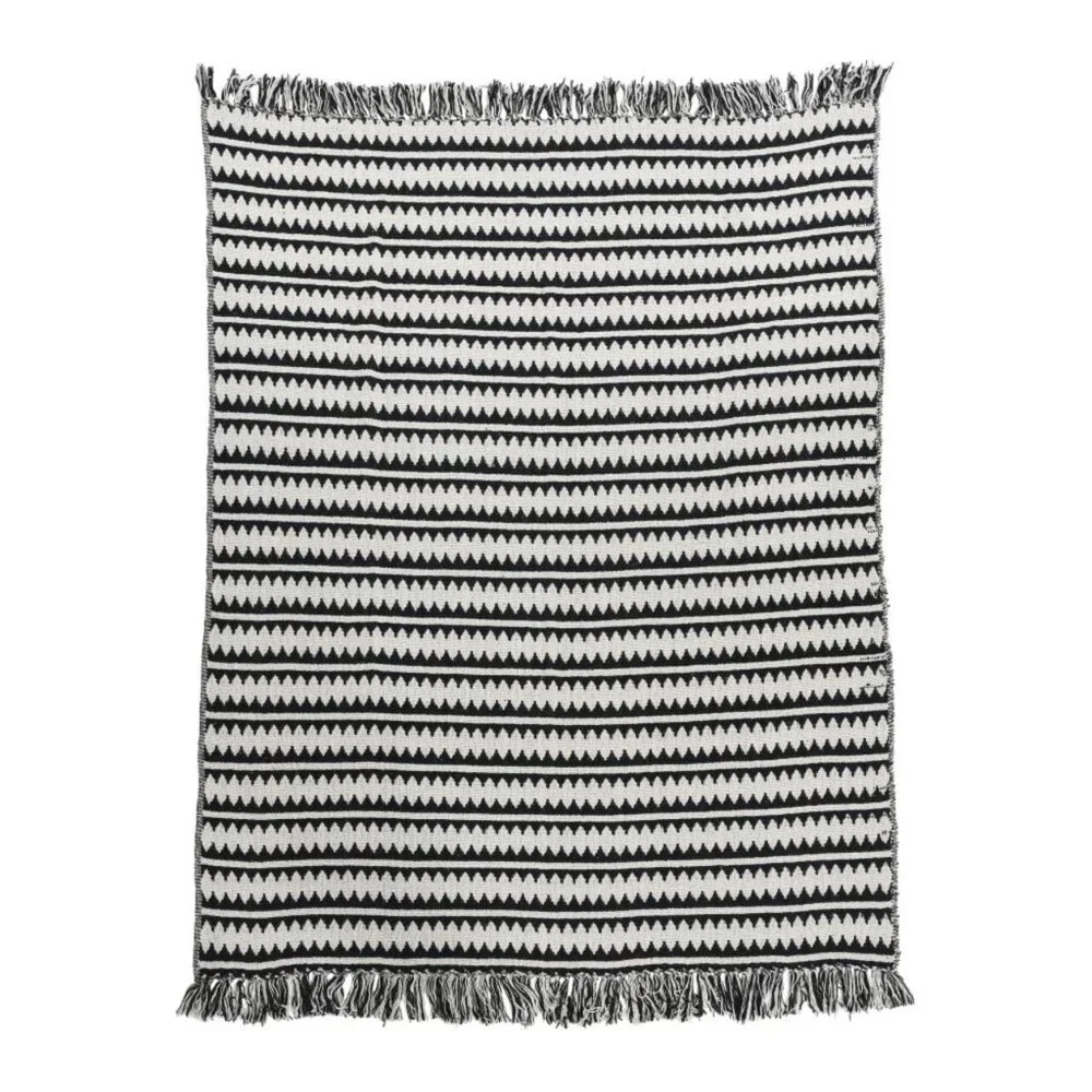 Creative Co-Op Striped Cotton Throw Blanket with Fringe/NWT